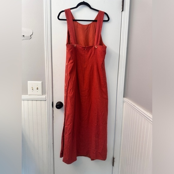Maggie London Sleeveless Linen Blend Side Button Maxi in Clay Size 12 - Picture 8 of 13